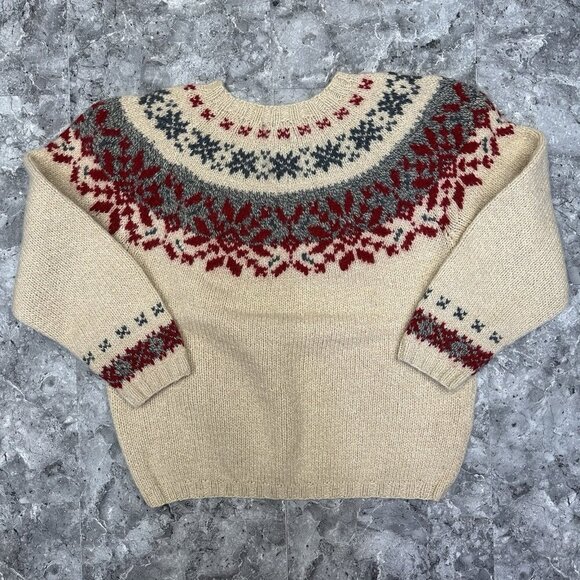 Vintage Eddie Bauer Womens Small Wool Blend Sweater Snowflake Holiday - Picture 2 of 5